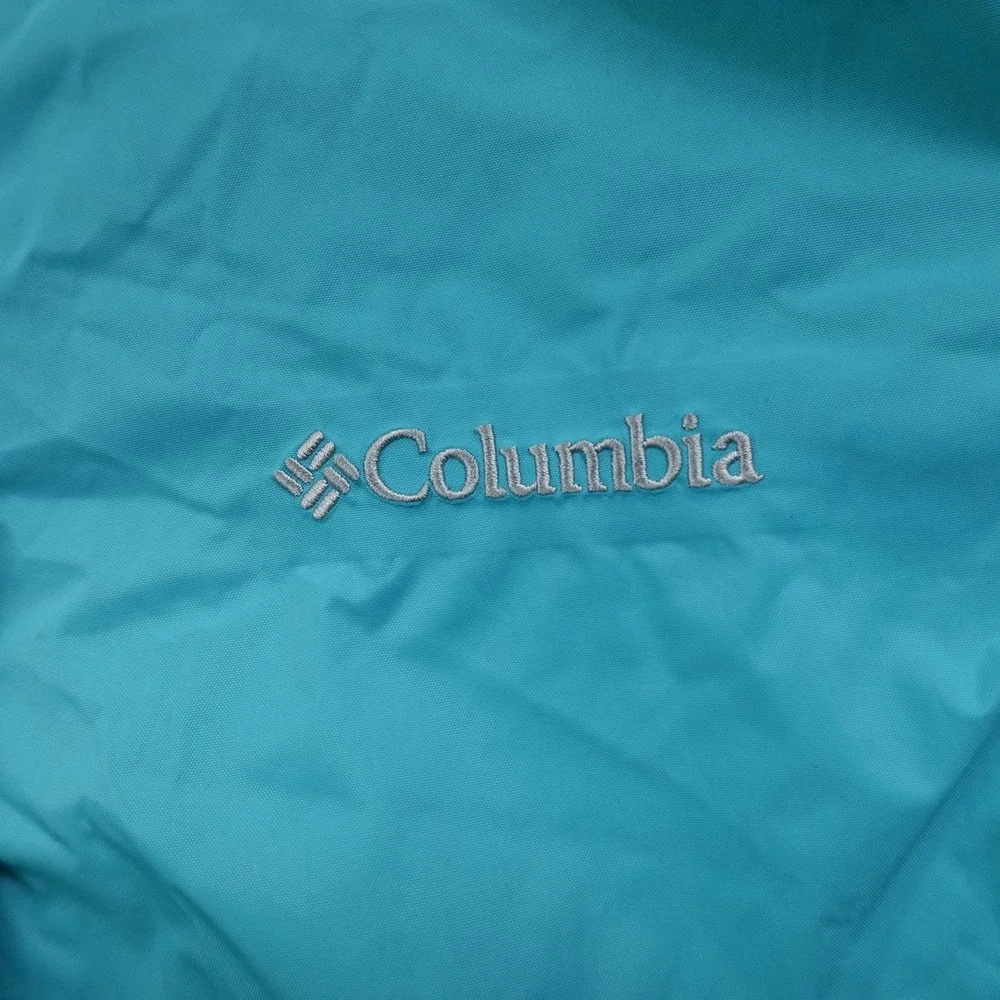 Columbia Jacket Womens L Blue Omni Tech Hooded Waterproof Coat‎ Outdoor Hiking